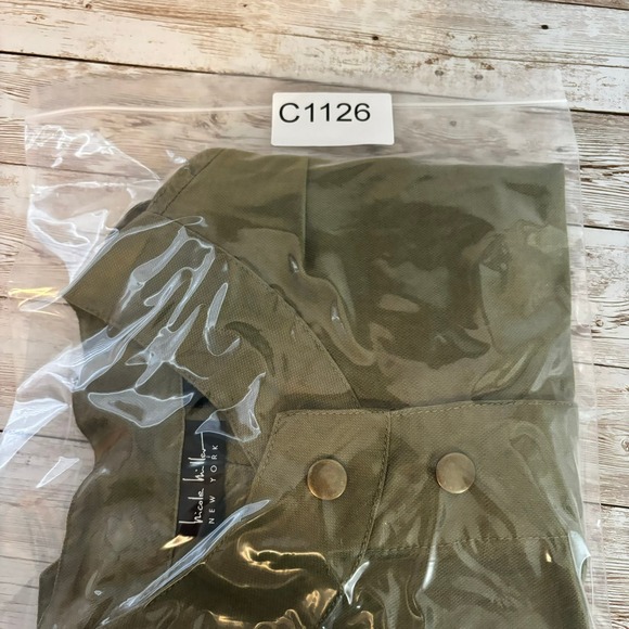 Nicole Miller Linen Jacket Medium Lightweight Lagenlook Minimalist Olive Green - Picture 12 of 12